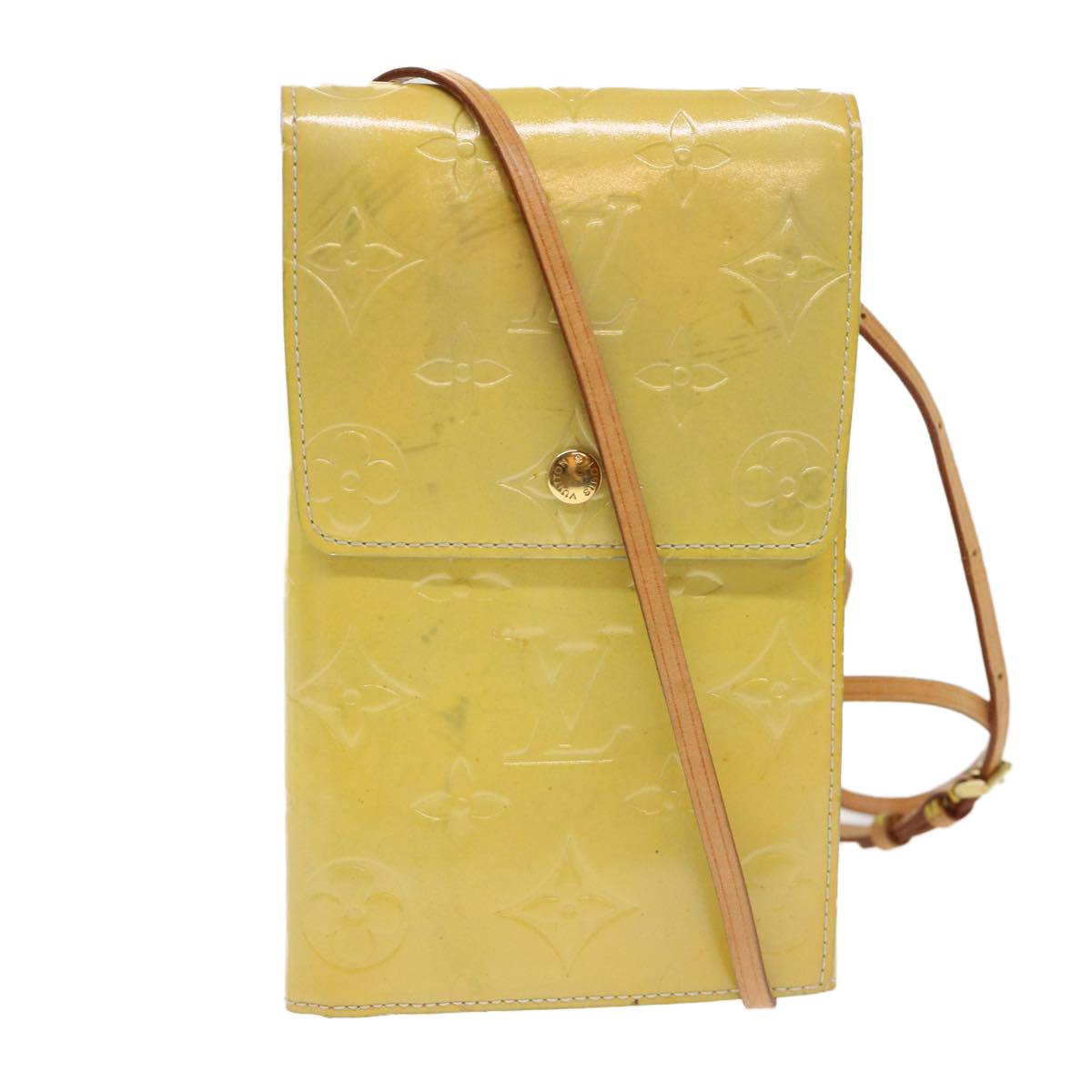 Louis Vuitton Monogram Vernis Walker Shoulder Wallet Gris M91031 Lv Auth 46633